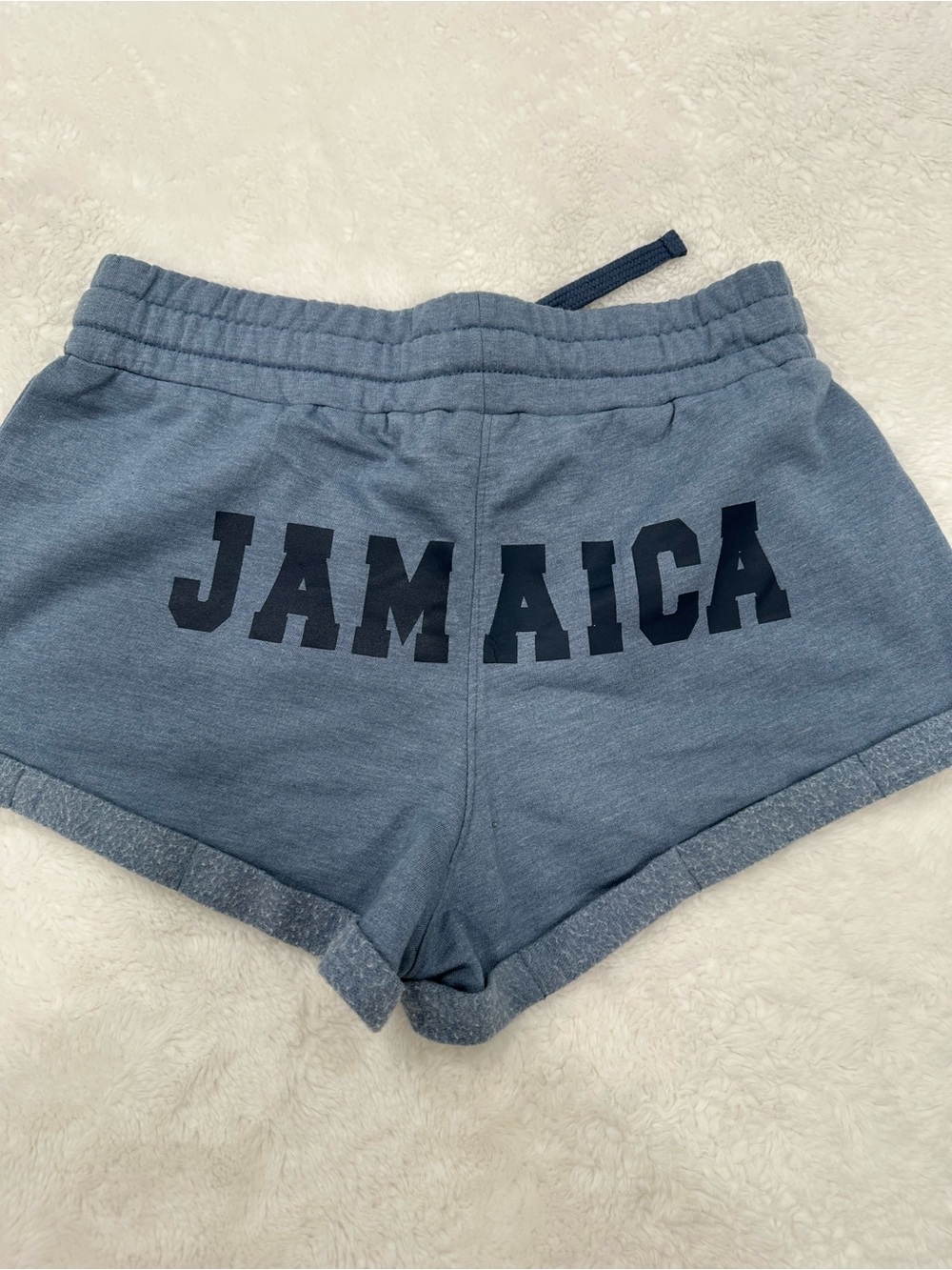 Lulu's Heather Slate Blue 'JAMAICA' Graphic Athletic Shorts